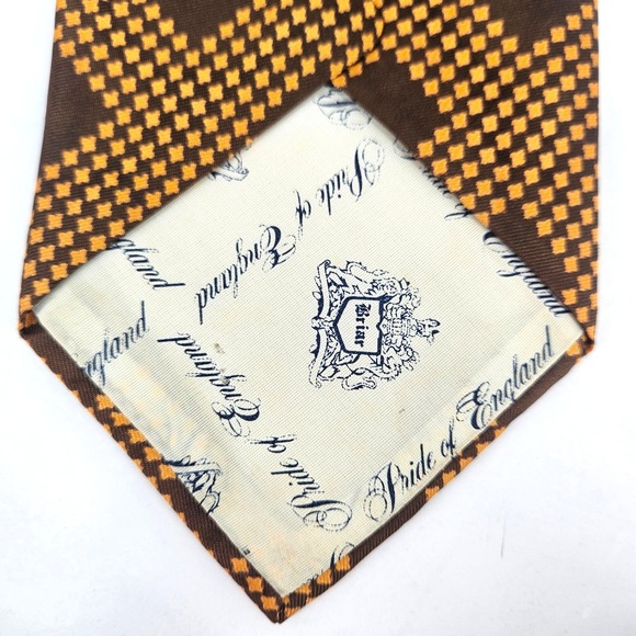 Vtg NWT Briar Tie Mens Brown Orange Brown Geometric Funky Retro Pride of England - Picture 5 of 7